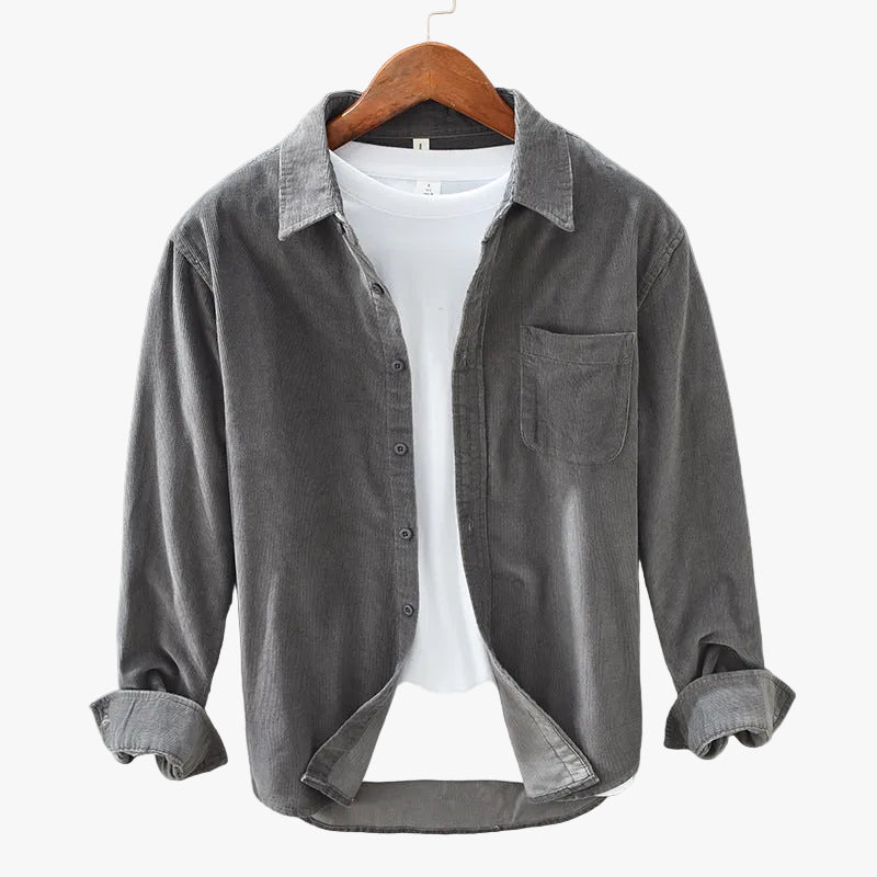 Lorcan | Fit Shirt Corduroy-Style Ribbed Long Sleeve Pointed Collar