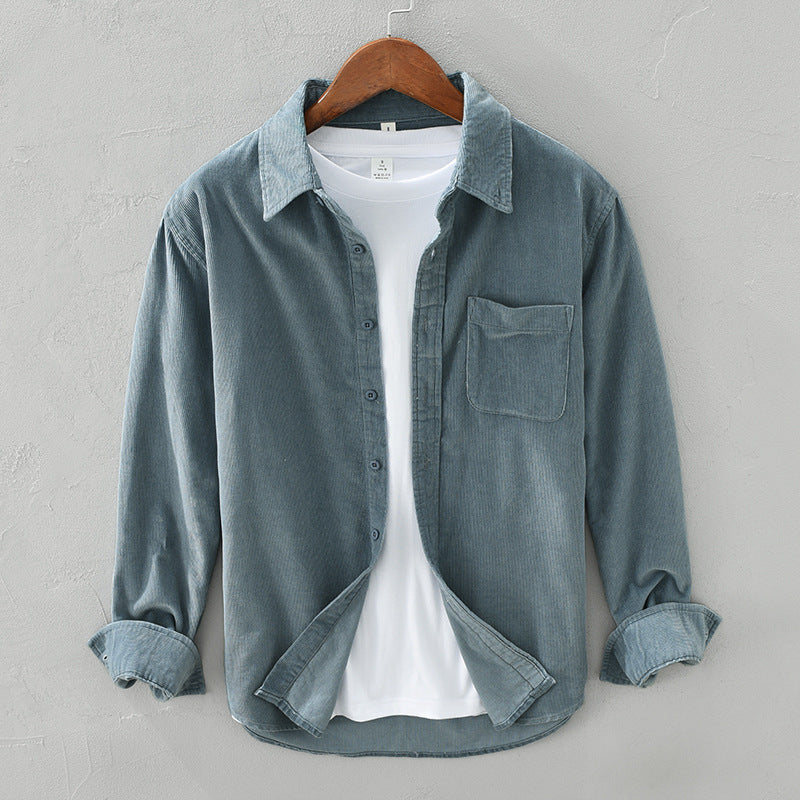 Lorcan | Fit Shirt Corduroy-Style Ribbed Long Sleeve Pointed Collar