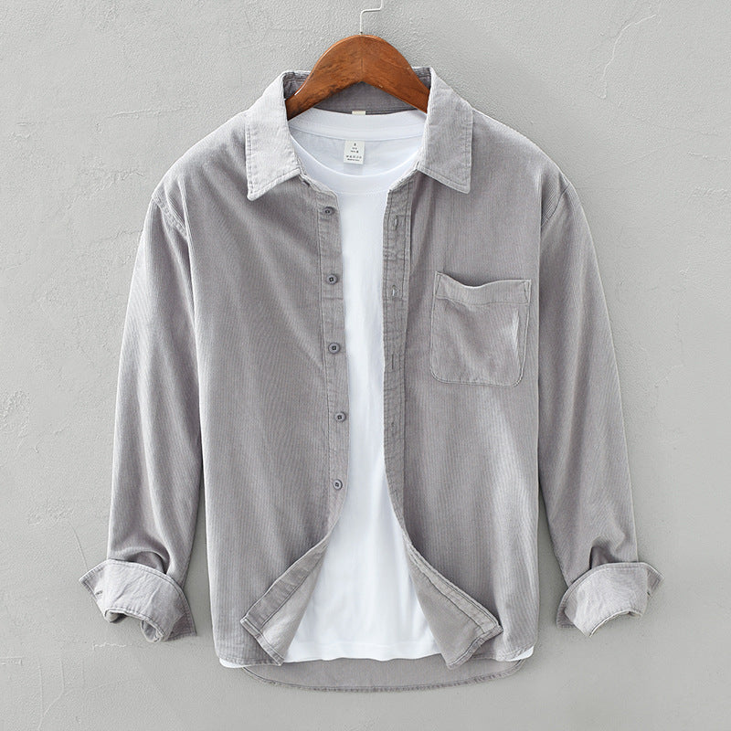 Lorcan | Fit Shirt Corduroy-Style Ribbed Long Sleeve Pointed Collar