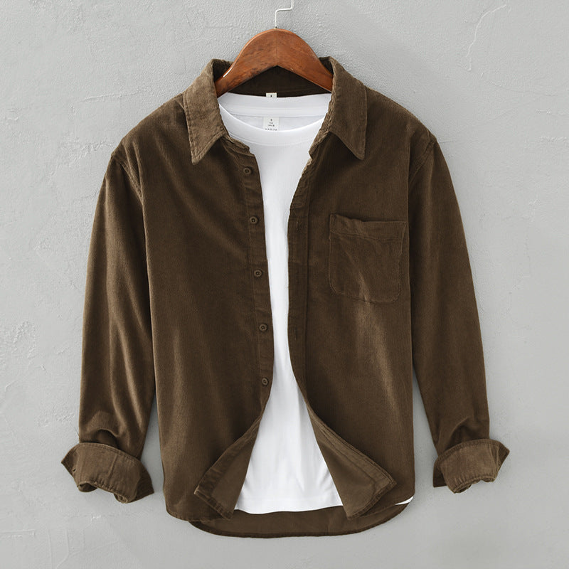 Lorcan | Fit Shirt Corduroy-Style Ribbed Long Sleeve Pointed Collar