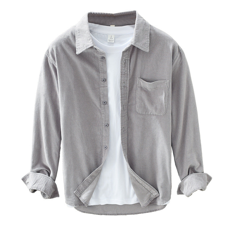 Lorcan | Fit Shirt Corduroy-Style Ribbed Long Sleeve Pointed Collar