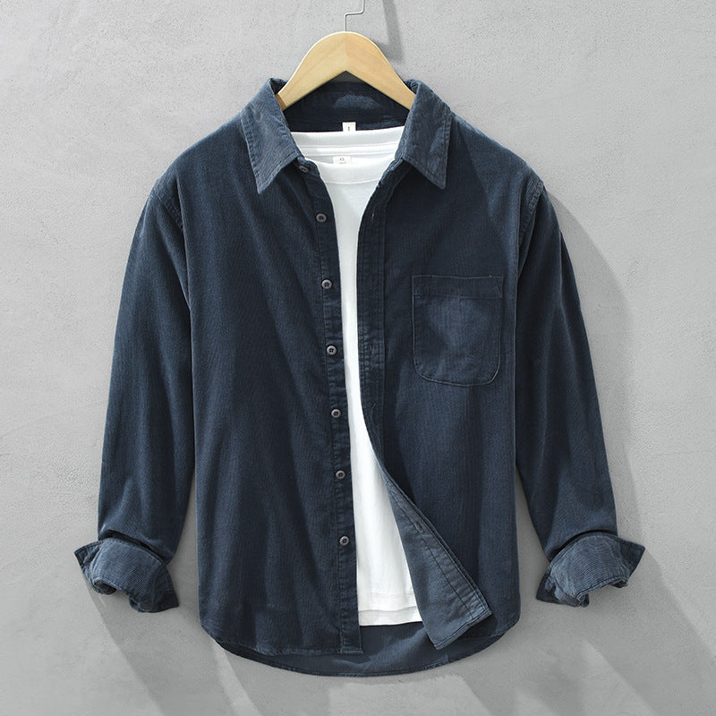 Lorcan | Fit Shirt Corduroy-Style Ribbed Long Sleeve Pointed Collar