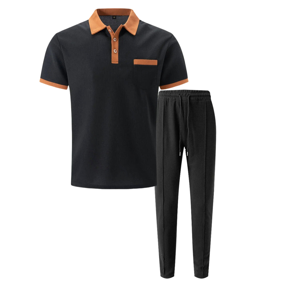 Falcren | Matching Set Waffle Knit Polo Straight-Leg Trousers