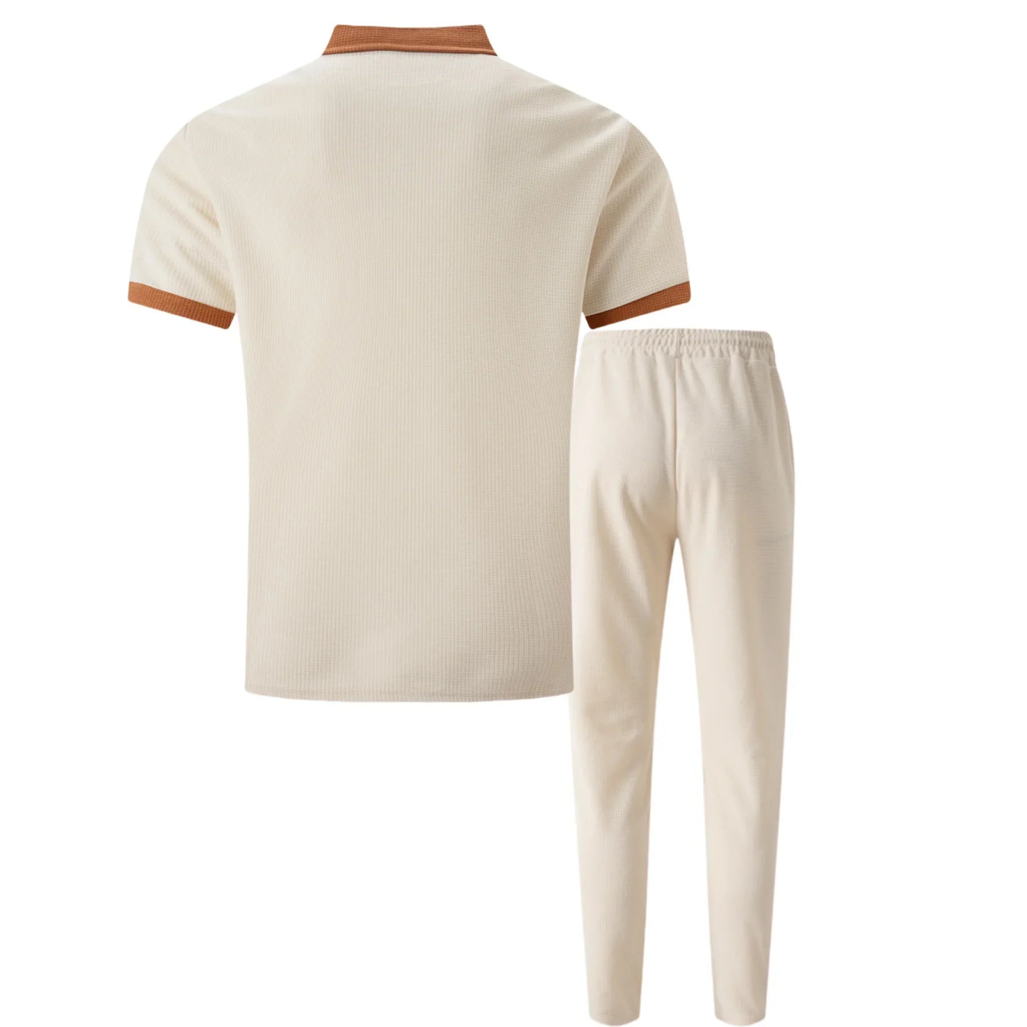 Falcren | Matching Set Waffle Knit Polo Straight-Leg Trousers