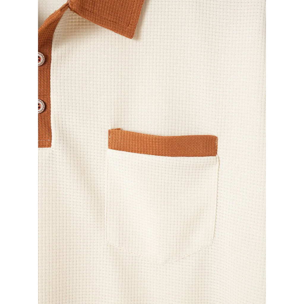 Falcren | Matching Set Waffle Knit Polo Straight-Leg Trousers