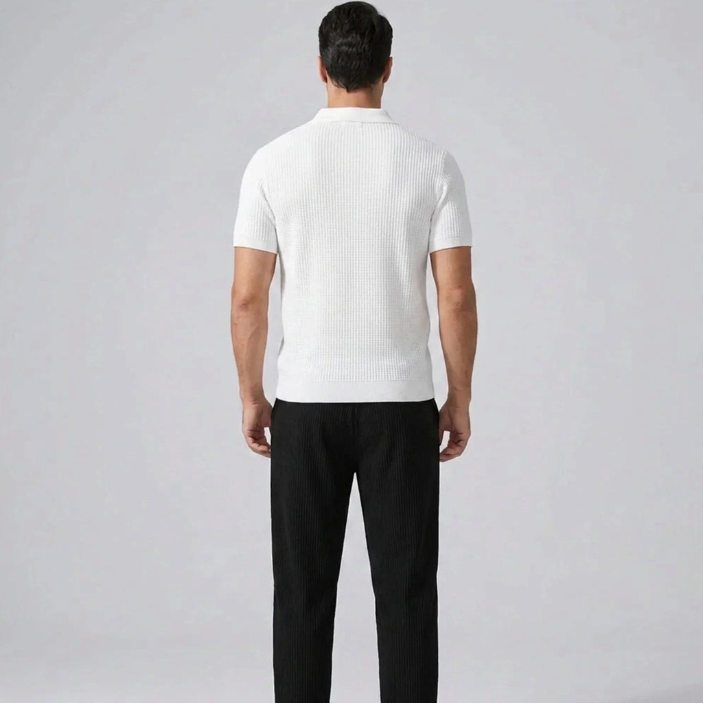 Vestren | Matching Set Striped Knit Polo Waffle Drawstring Pant