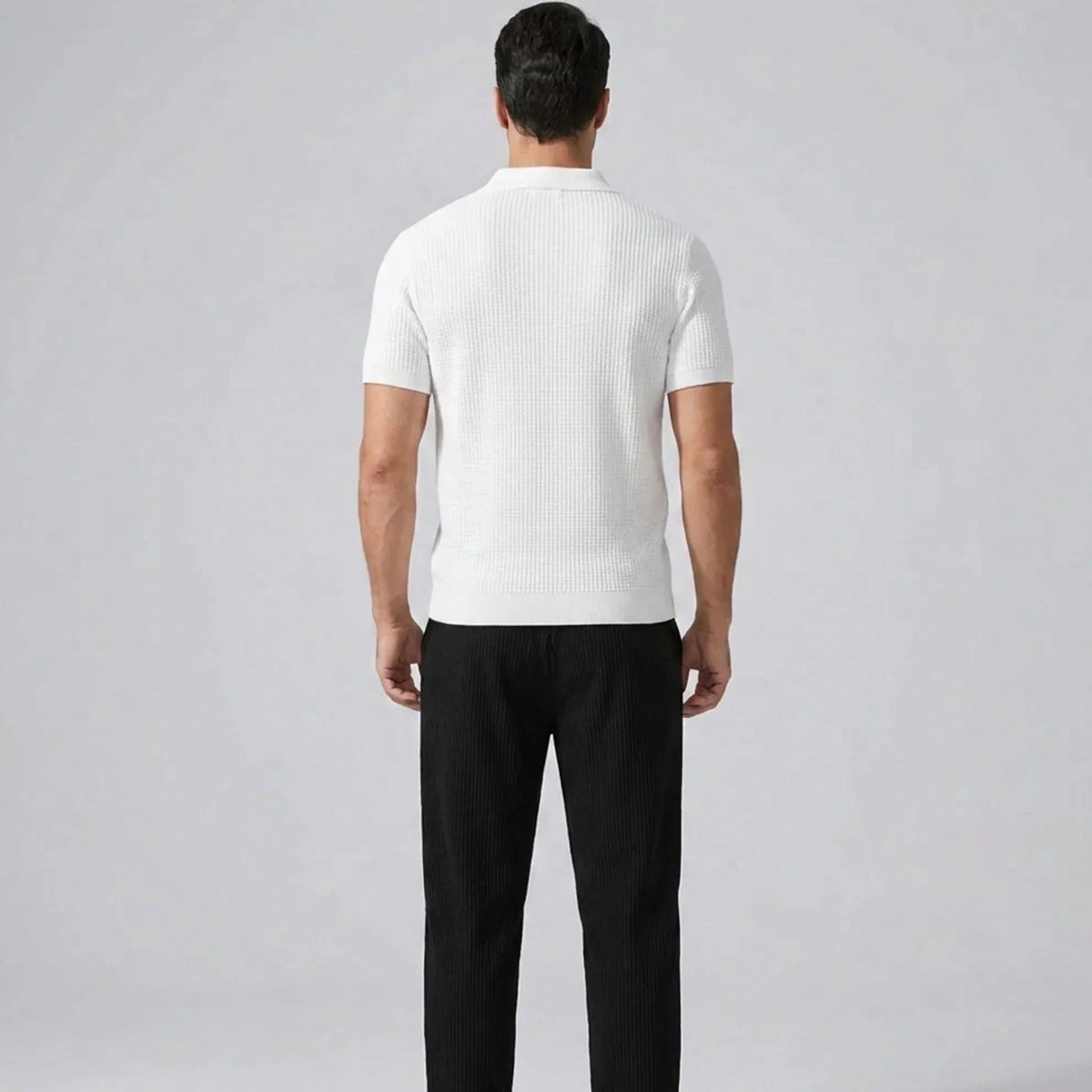 Vestren | Matching Set Striped Knit Polo Waffle Drawstring Pant