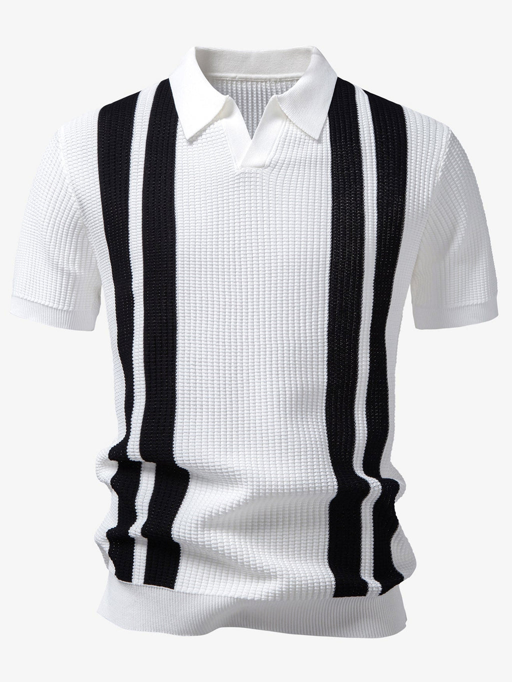 Vestren | Matching Set Striped Knit Polo Waffle Drawstring Pant