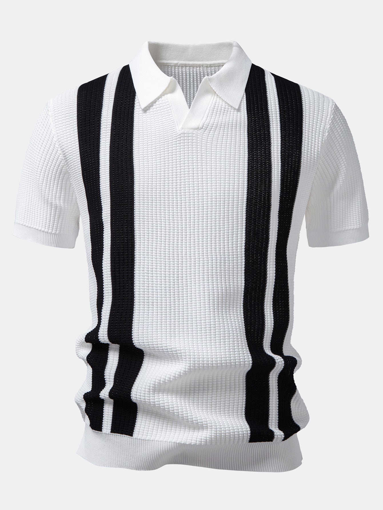 Vestren | Matching Set Striped Knit Polo Waffle Drawstring Pant
