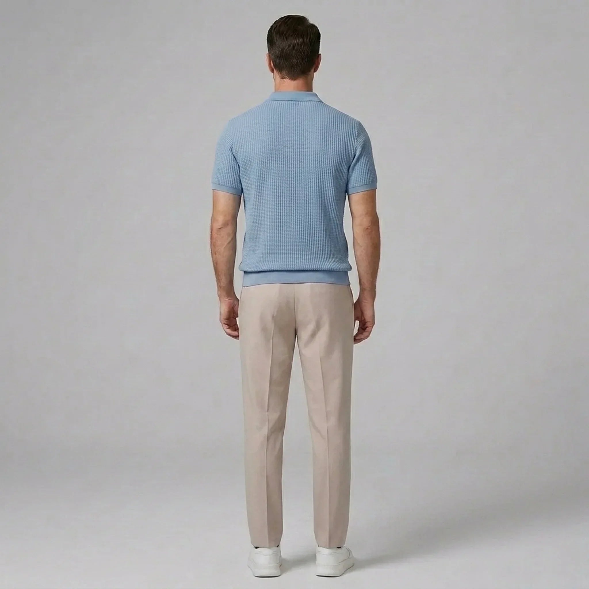 Celvorn | Matching Set Waffle Polo Slim Tapered Trousers