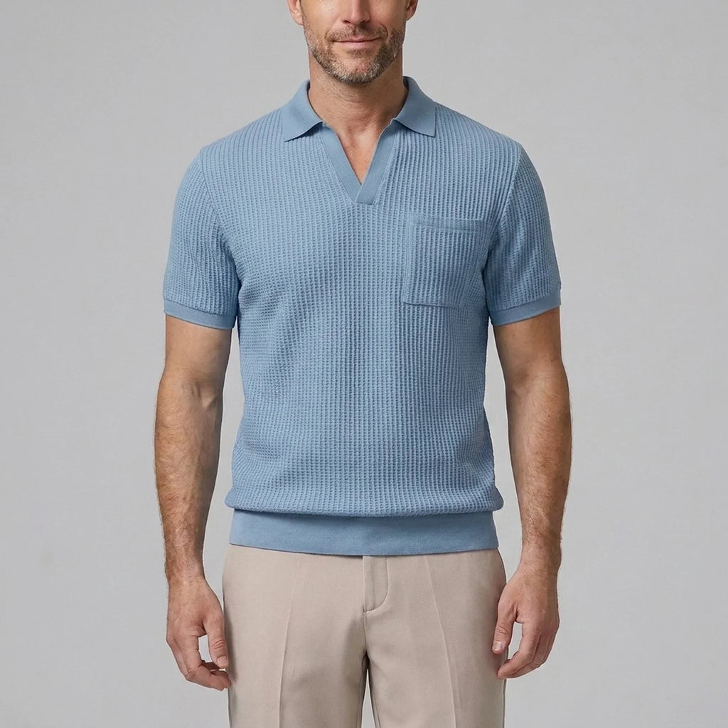 Celvorn | Matching Set Waffle Polo Slim Tapered Trousers