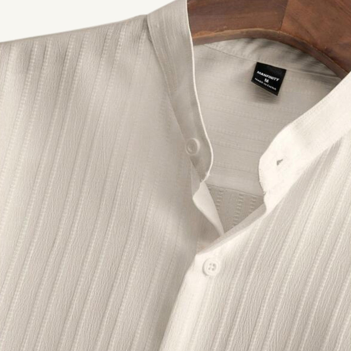 Daxwell | Matching Set Band Collar Crinkle Weave Co-Ord