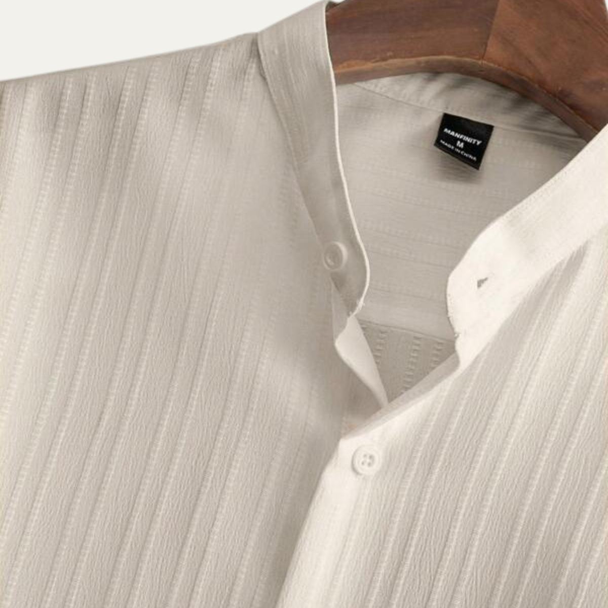 Daxwell | Matching Set Band Collar Crinkle Weave Co-Ord