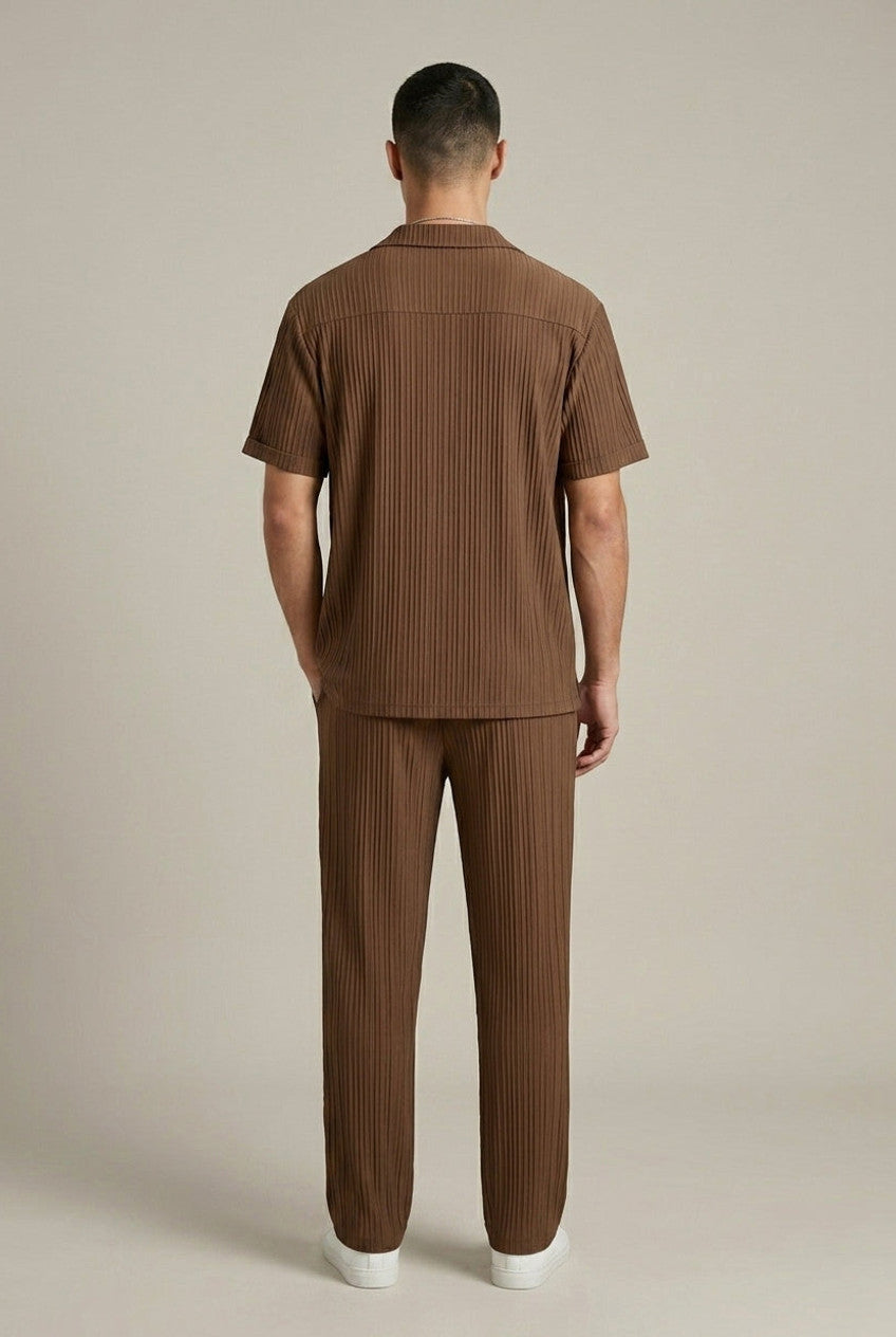 Calvex | Two Piece Set Woven Stripe Shirt and Drawstring Trousers