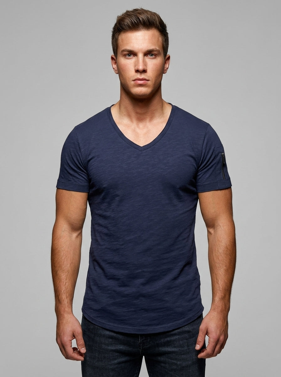 V-neck muscle tee — On Model - Upper Body | Generated by Modelize