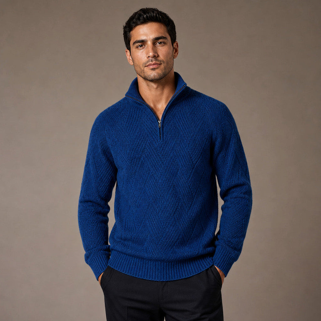 Neville | Quarter Zip Jumper Ribbed Collar