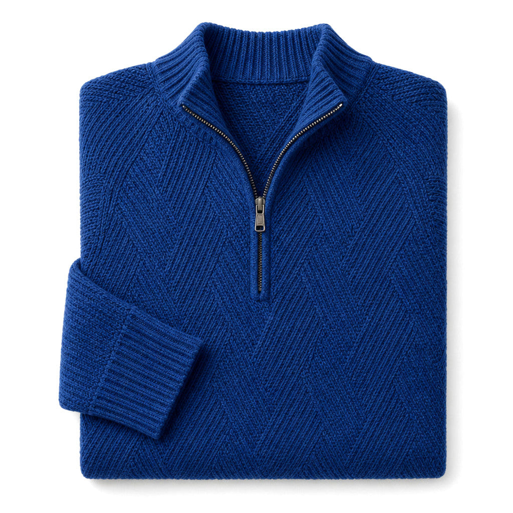 Neville | Quarter Zip Jumper Ribbed Collar