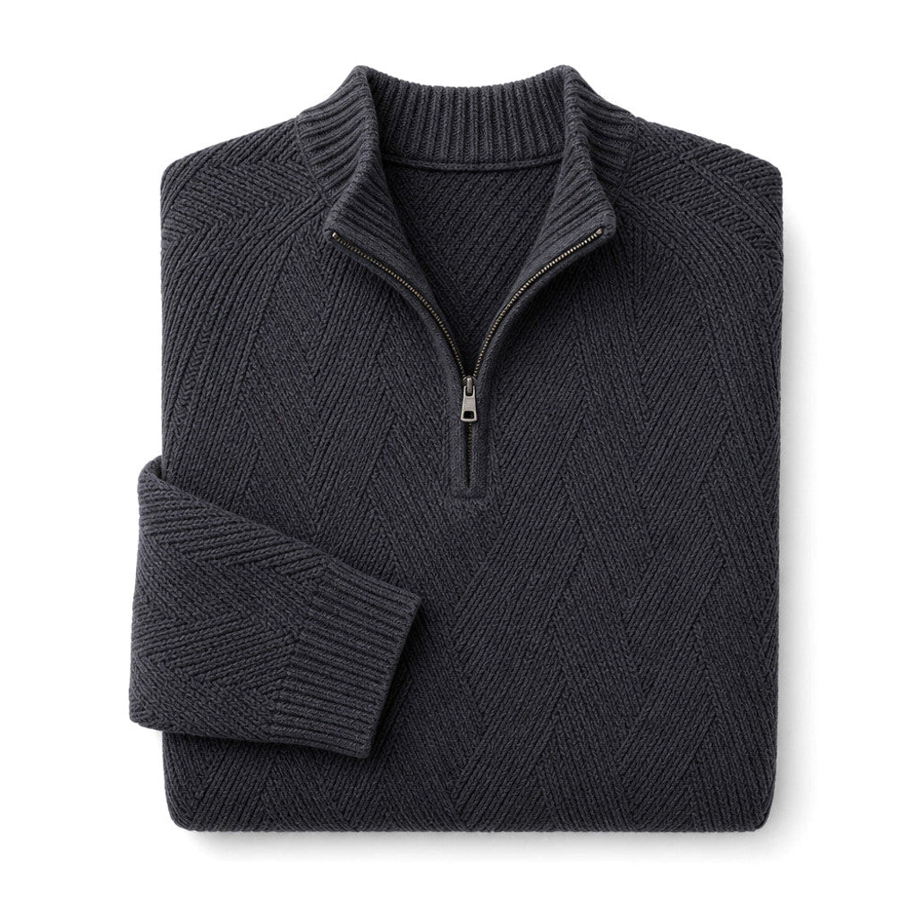 Neville | Quarter Zip Jumper Ribbed Collar