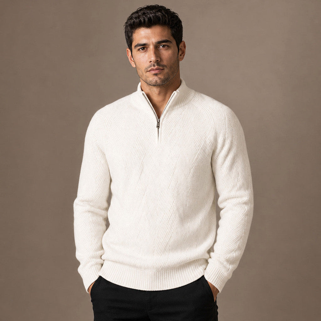 Neville | Quarter Zip Jumper Ribbed Collar