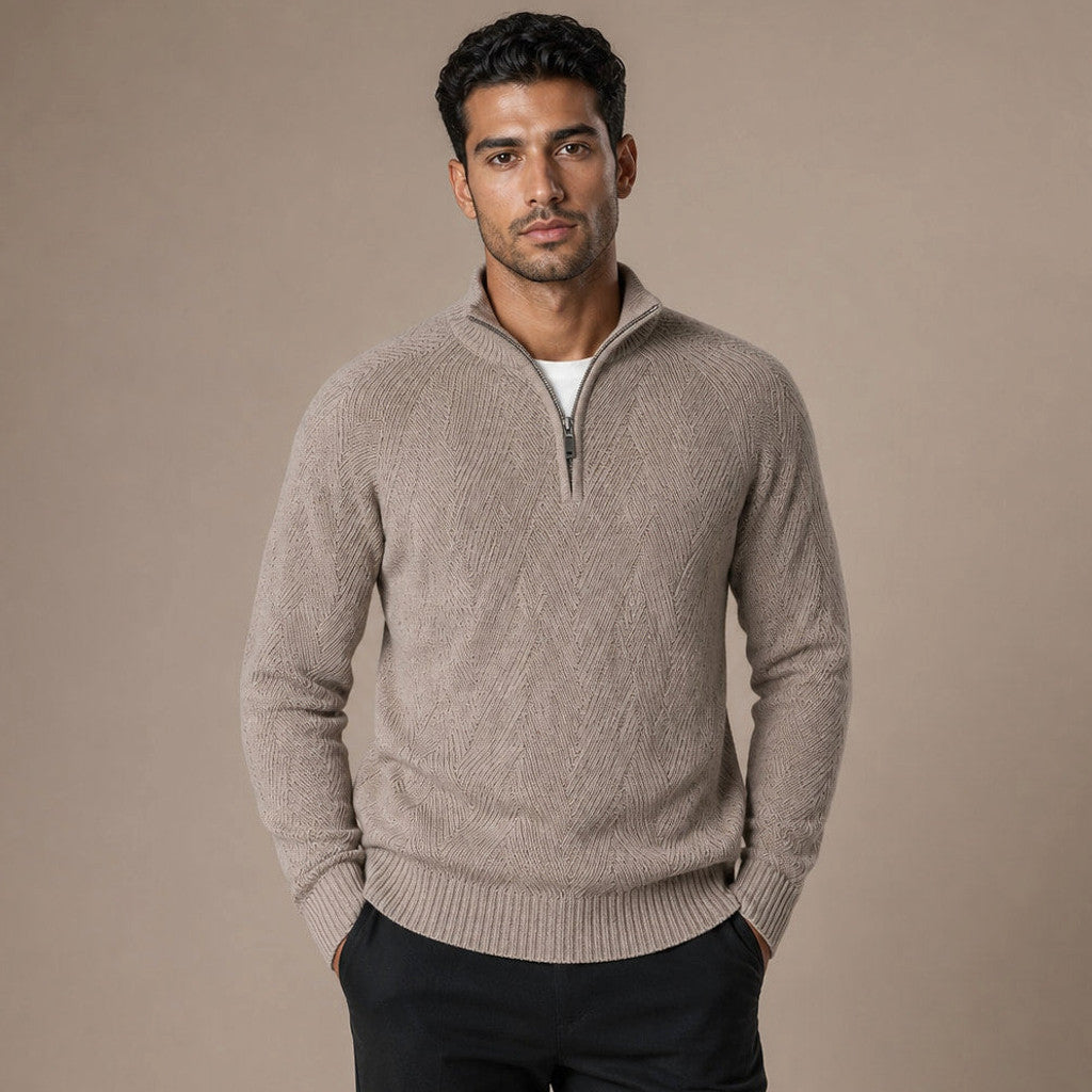 Neville | Quarter Zip Jumper Ribbed Collar