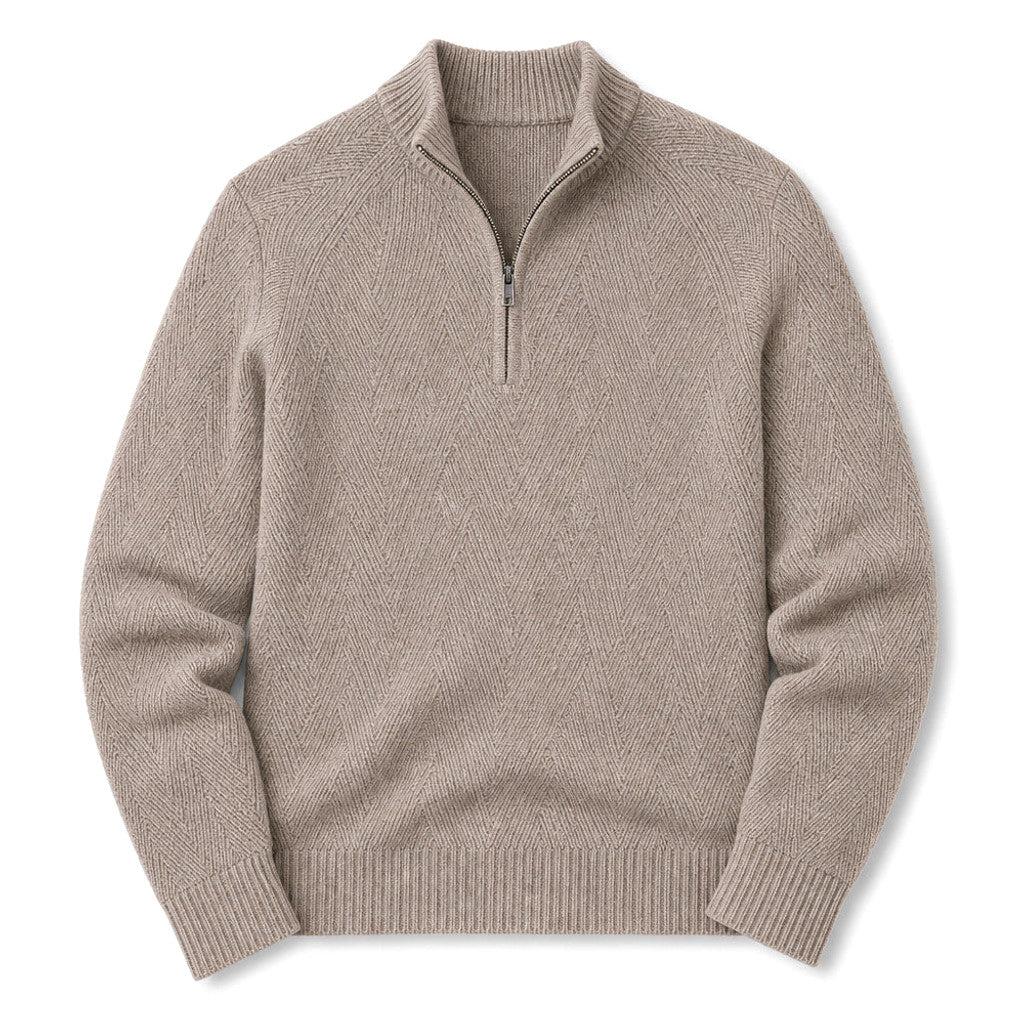 Neville | Quarter Zip Jumper Ribbed Collar