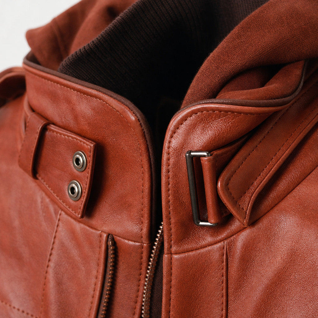Norton | Bomber Jacket Removable Hood Brown