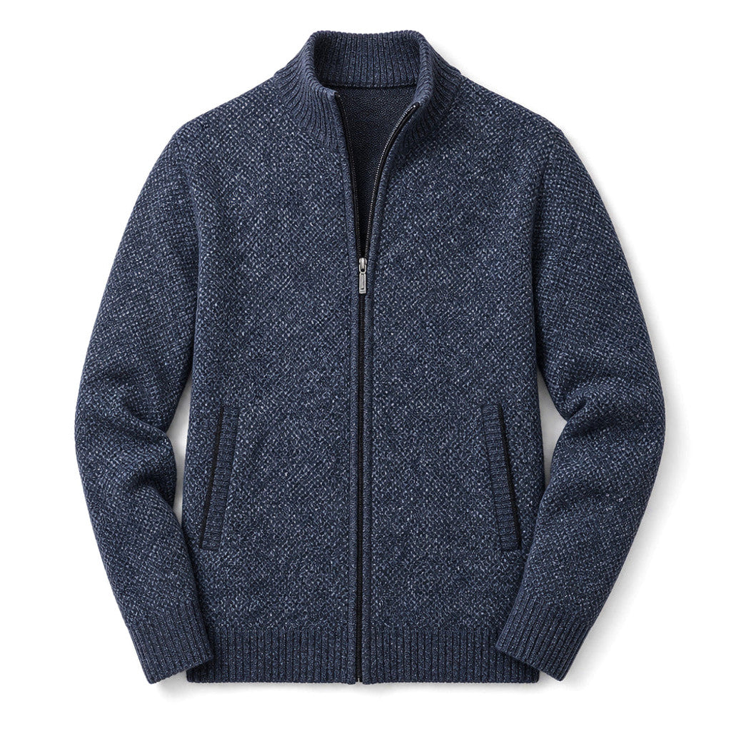Octavian | Knitwear Hoodie Cable Texture Zip Up