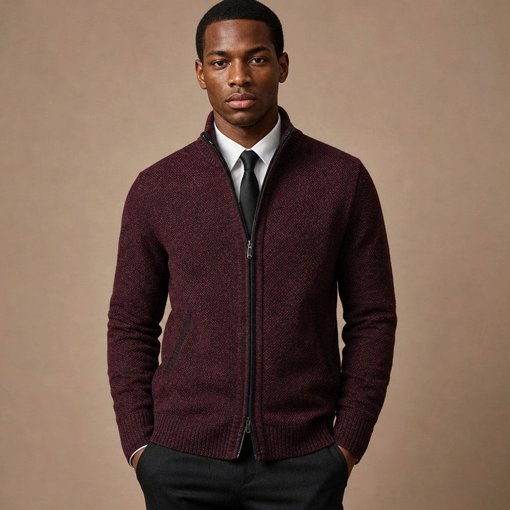 Octavian | Knitwear Hoodie Cable Texture Zip Up