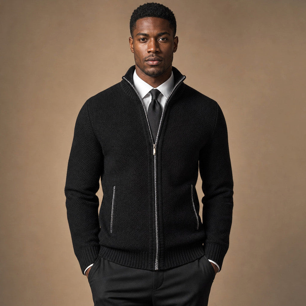 Octavian | Knitwear Hoodie Cable Texture Zip Up