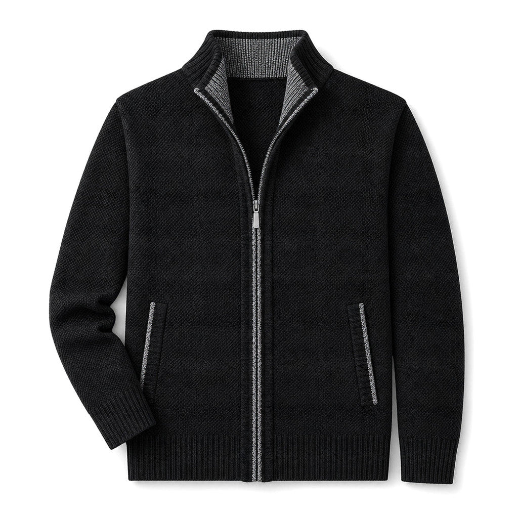 Octavian | Knitwear Hoodie Cable Texture Zip Up