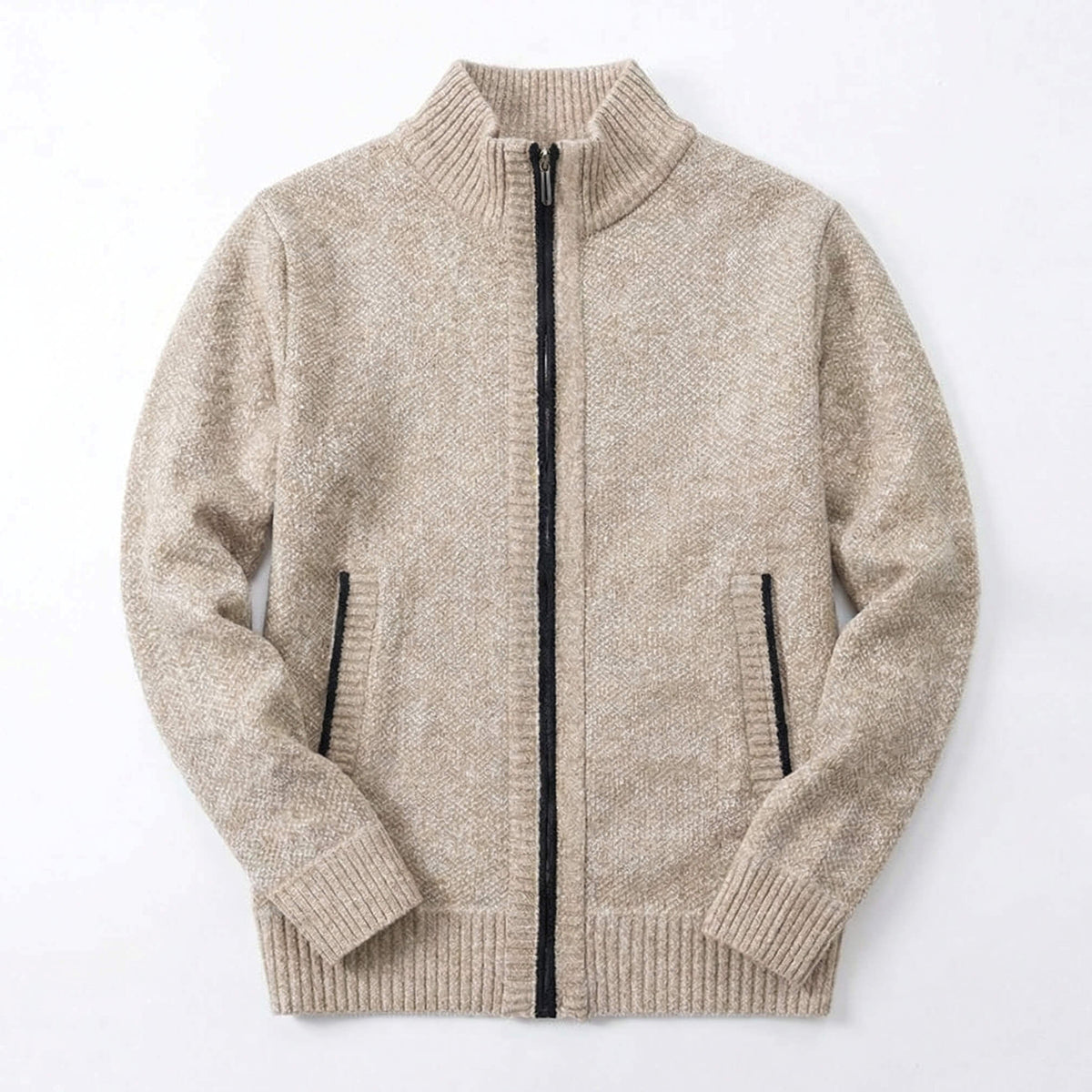 Octavian | Knitwear Hoodie Cable Texture Zip Up