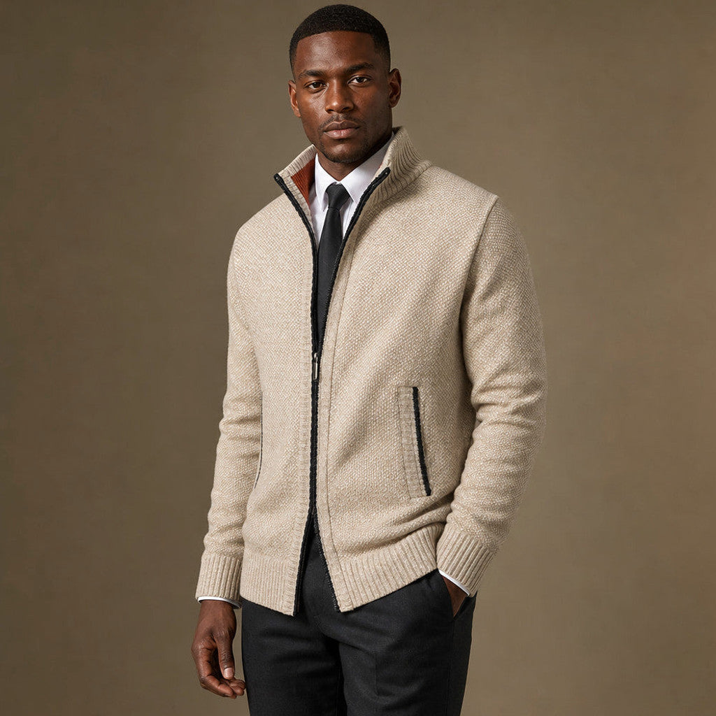 Octavian | Knitwear Hoodie Cable Texture Zip Up