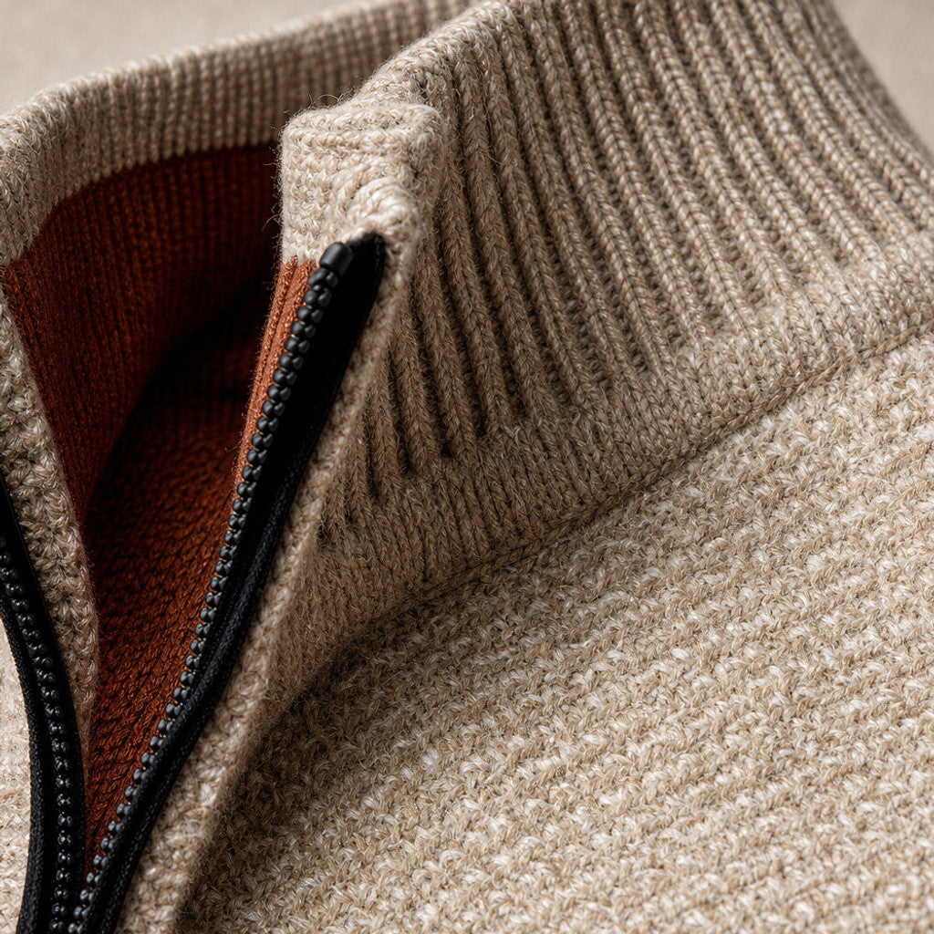 Octavian | Knitwear Hoodie Cable Texture Zip Up