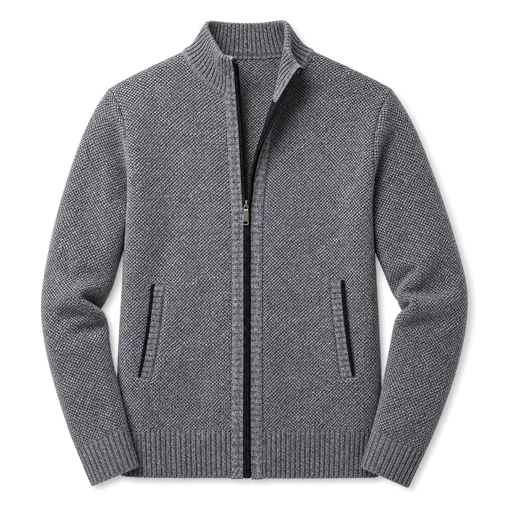 Octavian | Knitwear Hoodie Cable Texture Zip Up