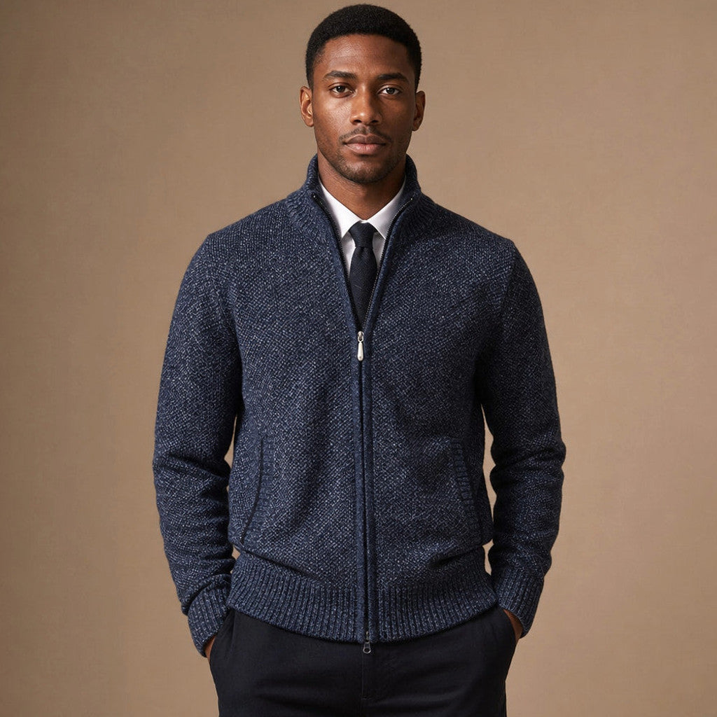 Octavian | Knitwear Hoodie Cable Texture Zip Up