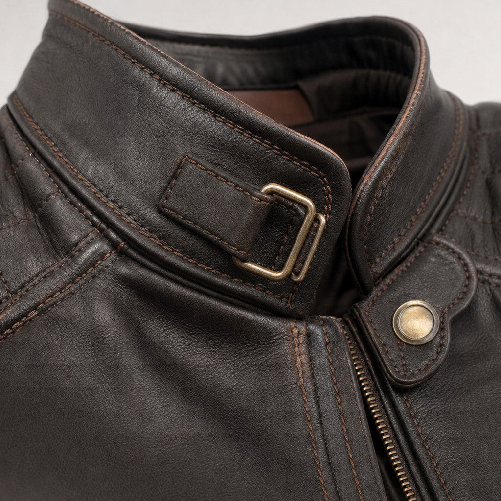 Peregrine | Biker Jacket Distressed Leather Brown