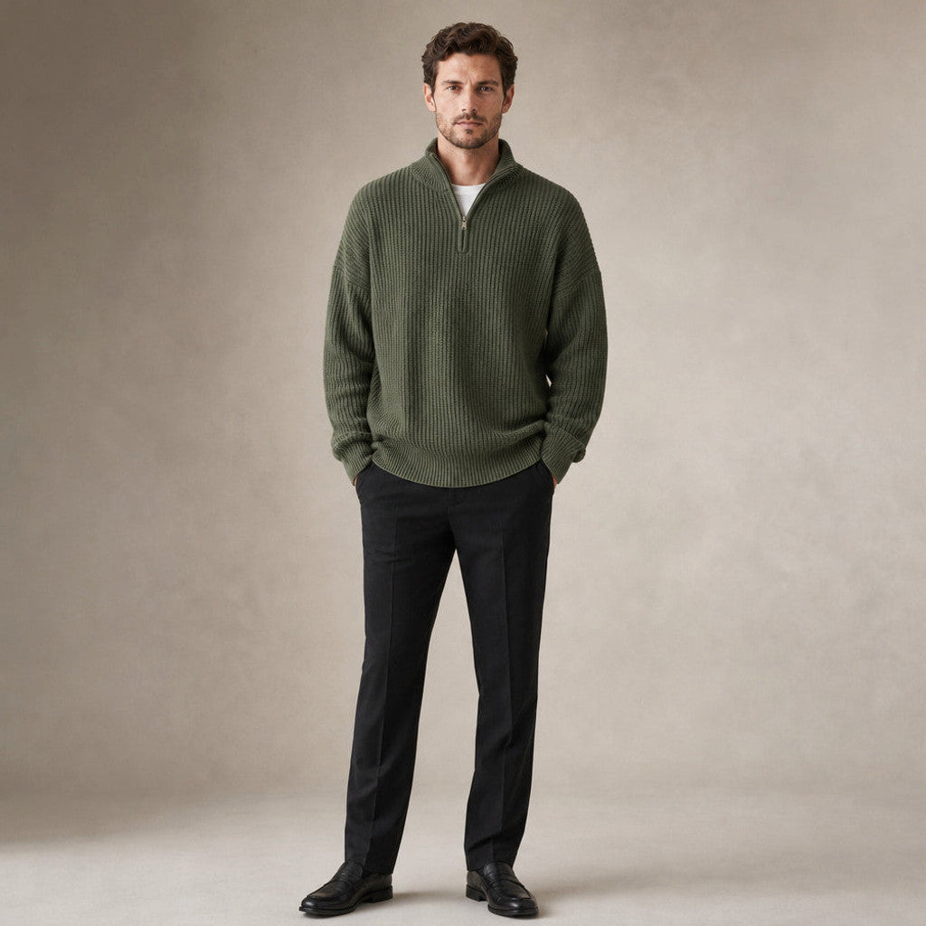 Quentin | Quarter Zip Jumper Loose Fit Crewneck