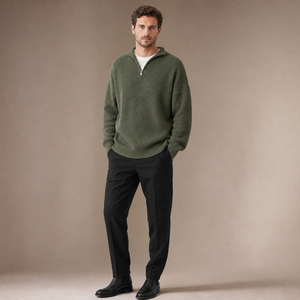 Quentin | Quarter Zip Jumper Loose Fit Crewneck