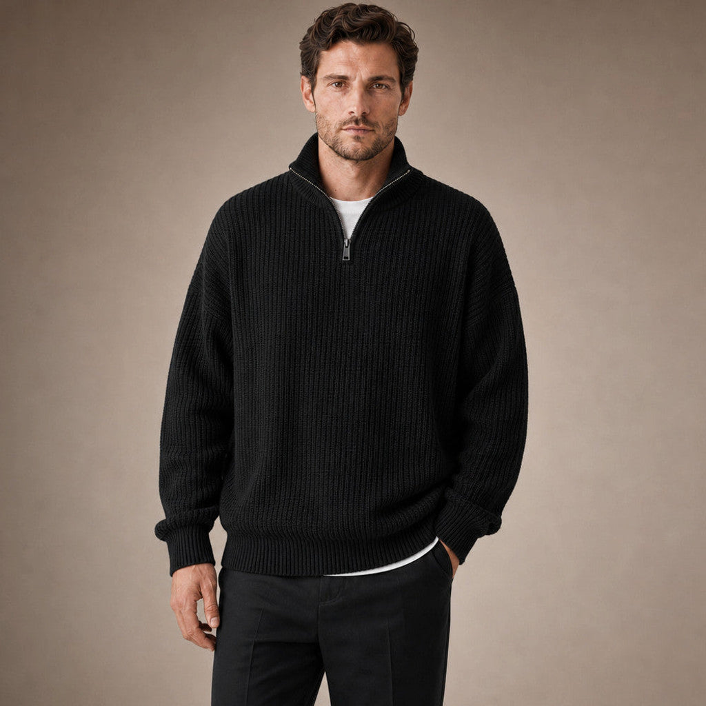 Quentin | Quarter Zip Jumper Loose Fit Crewneck
