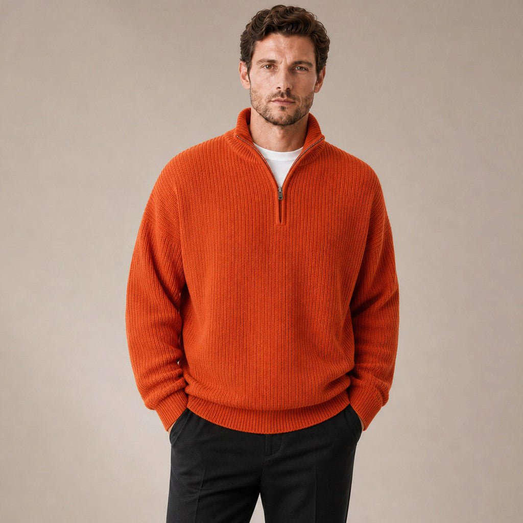 Quentin | Quarter Zip Jumper Loose Fit Crewneck