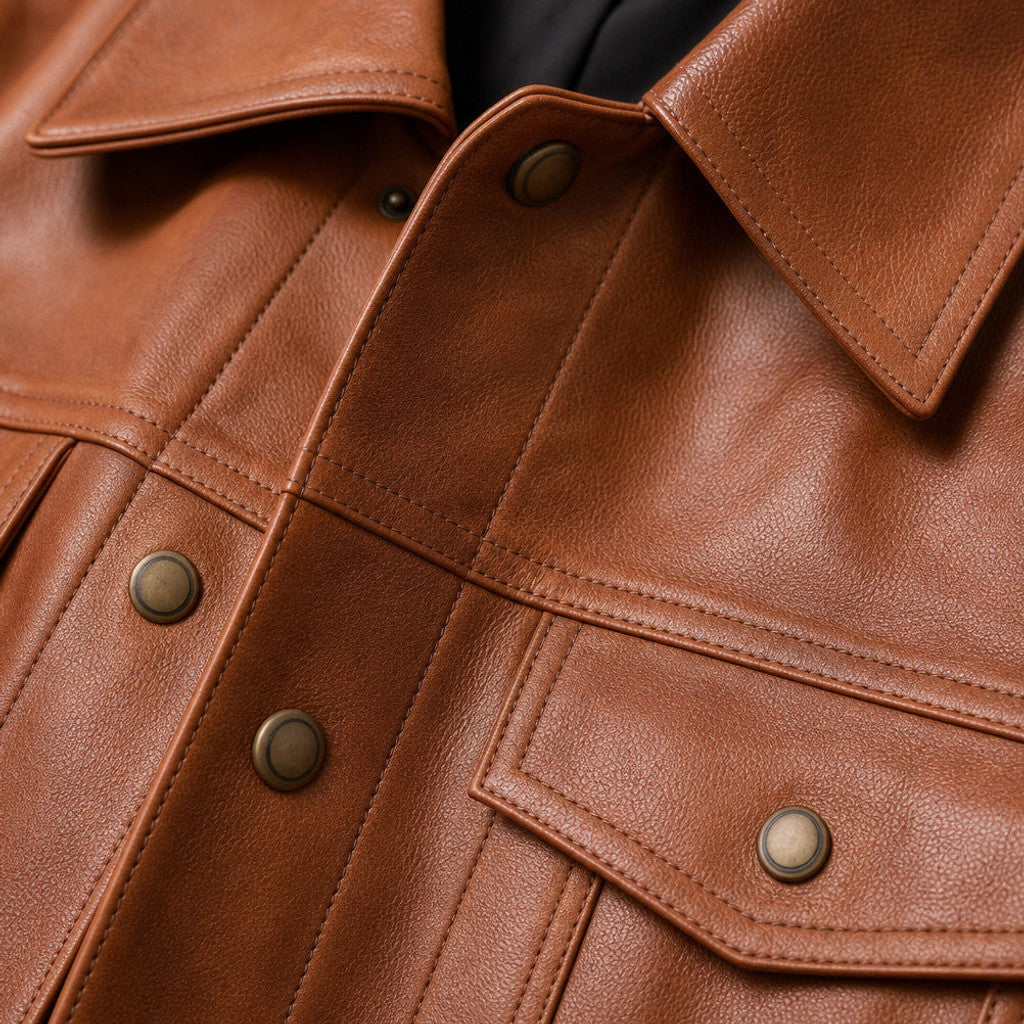 Rafferty | Leather Trucker Jacket Sheepskin Sienna Brown