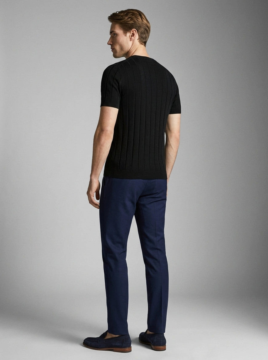 Torven | Fit Shirt Ribbed Crew Neck Tee Vertical Knit Slim Cut