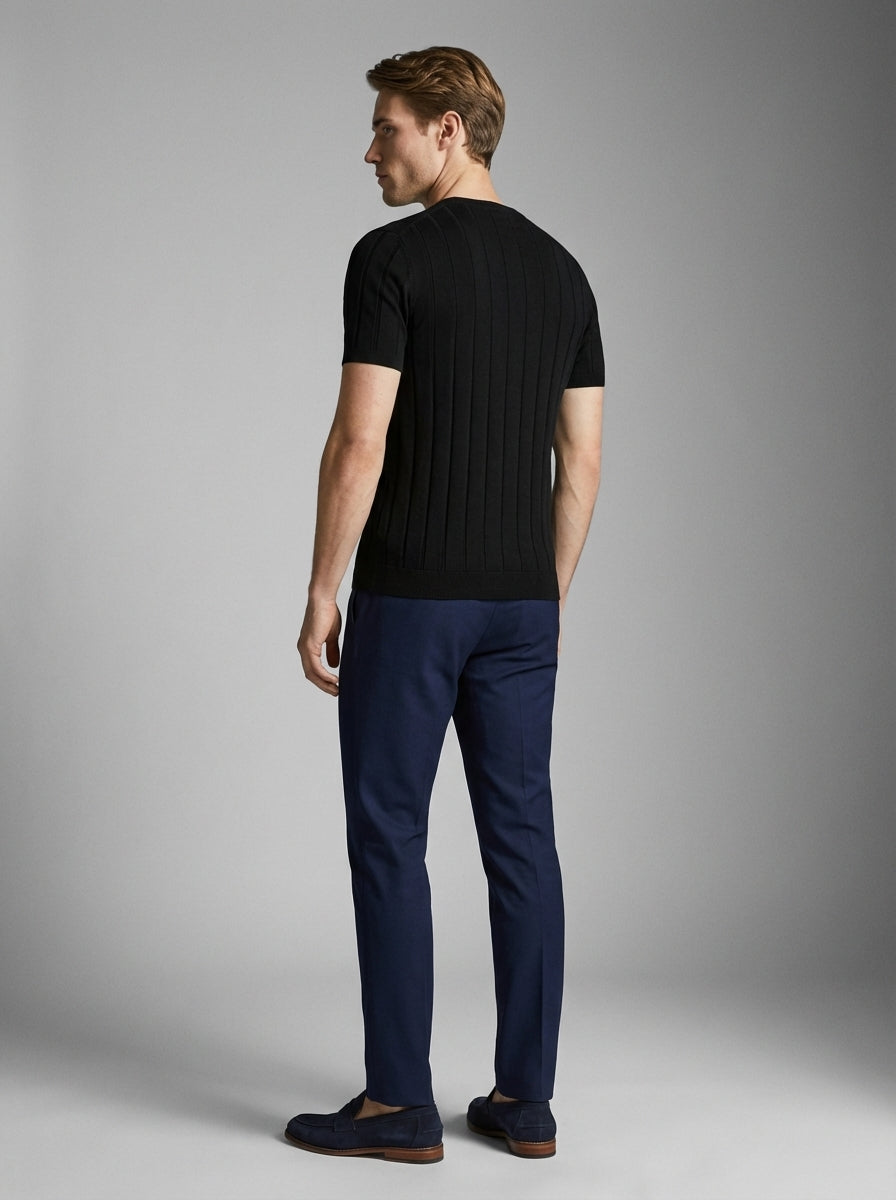 Torven | Fit Shirt Ribbed Crew Neck Tee Vertical Knit Slim Cut