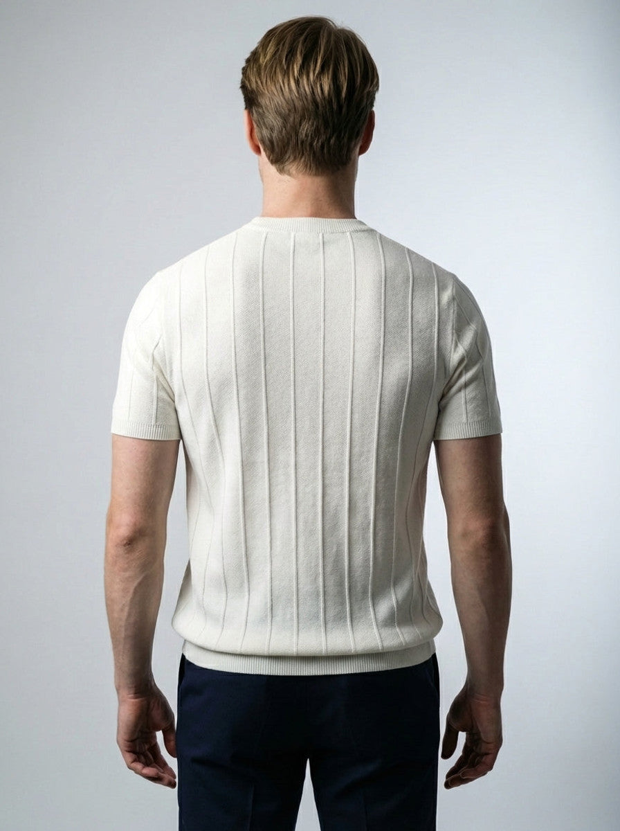 Torven | Fit Shirt Ribbed Crew Neck Tee Vertical Knit Slim Cut