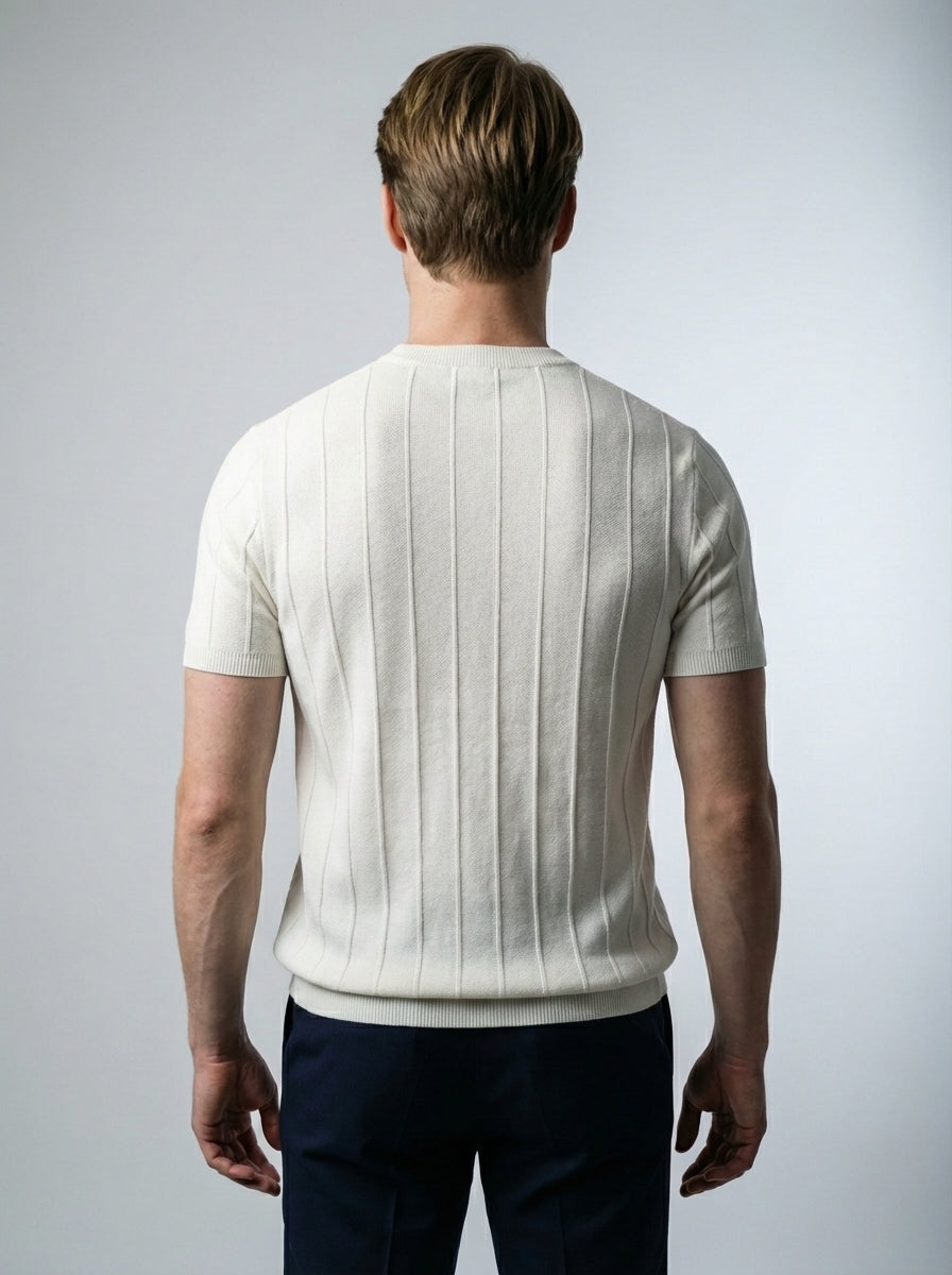 Torven | Fit Shirt Ribbed Crew Neck Tee Vertical Knit Slim Cut