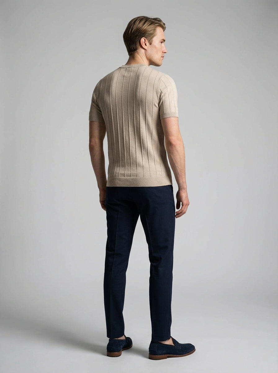 Torven | Fit Shirt Ribbed Crew Neck Tee Vertical Knit Slim Cut