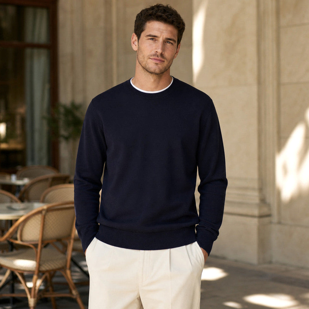 Sanders | Crewneck Sweater Cotton-Silk Fine Knit – Product Photo