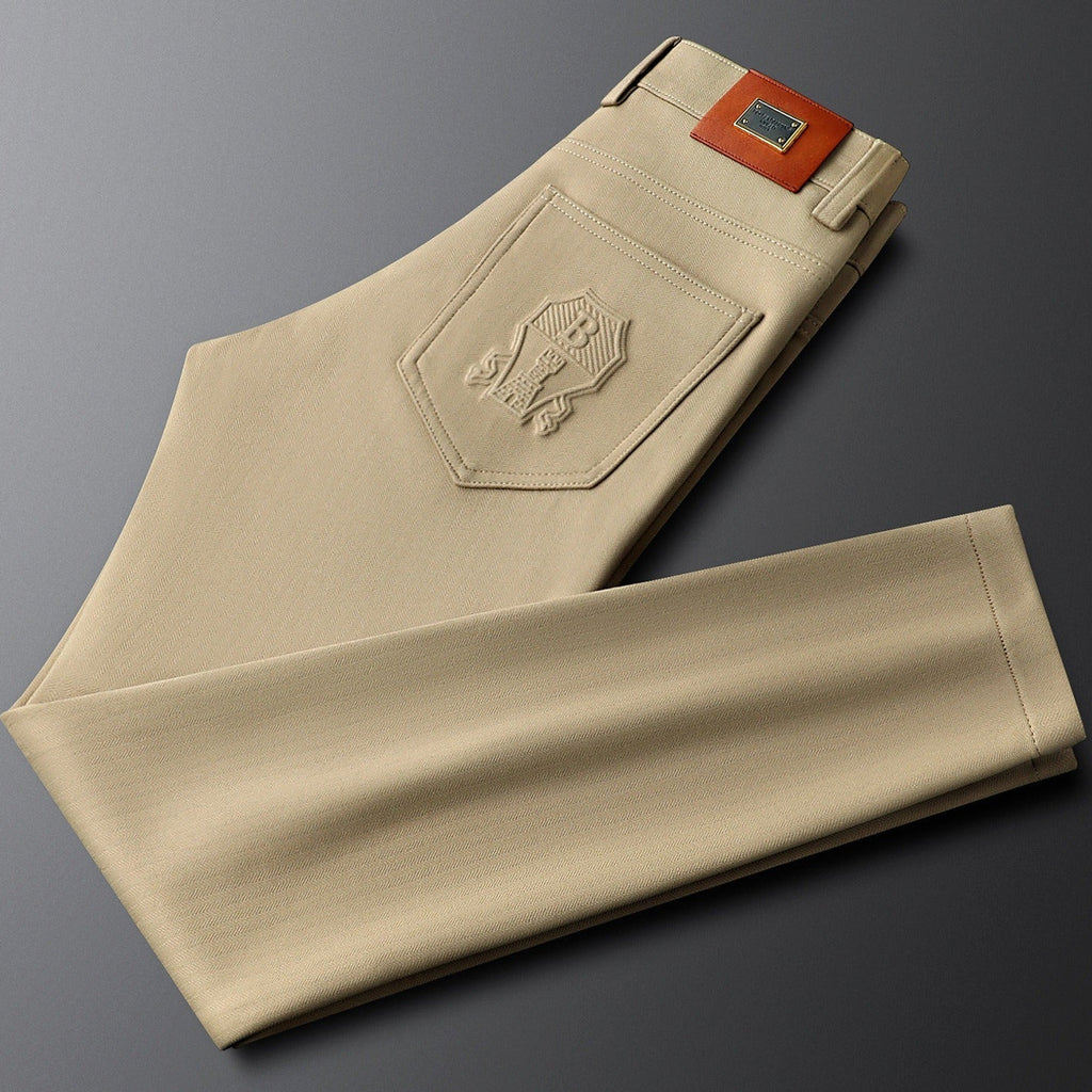 Halvex | Trouser Herringbone Tailored Tonal Crest Embroidery
