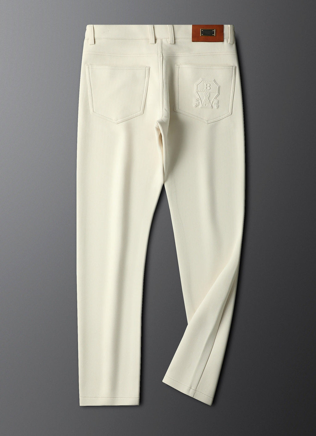 Halvex | Trouser Herringbone Tailored Tonal Crest Embroidery