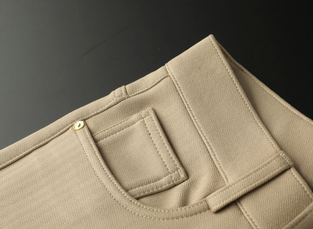 Halvex | Trouser Herringbone Tailored Tonal Crest Embroidery